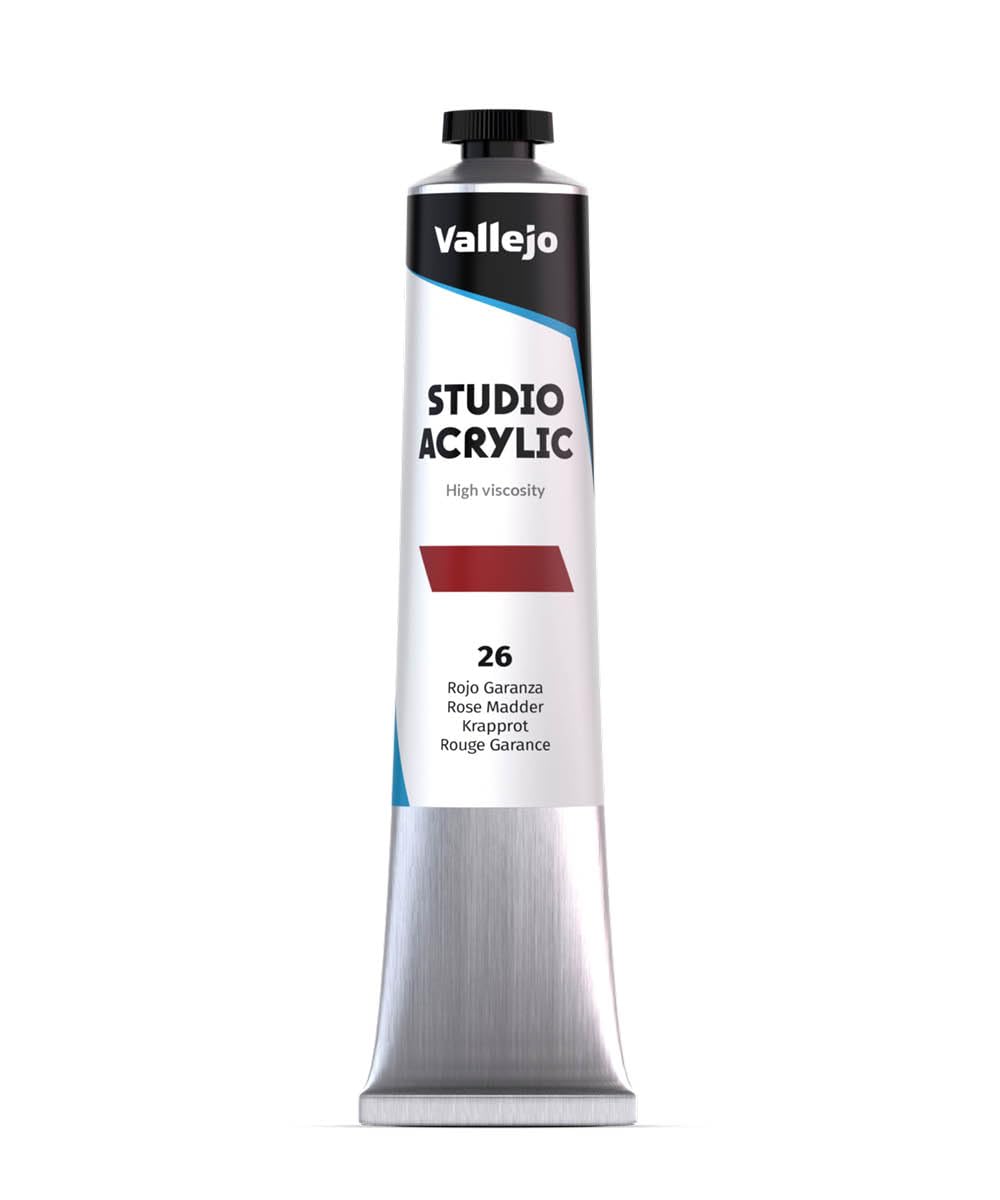 Vallejo Red : Studio Acrylic Paint : 58Ml : Rose Madder Hue (Madder Hue)