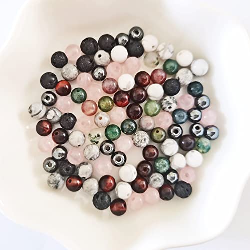 350pcs 4mm Natural Stone Round Beads Crystals Energy Healing Genuine Real Stone DIY Charm Smooth Beading for Bracelet Necklace Earrings Jewelry Making(4mm,7 Color A