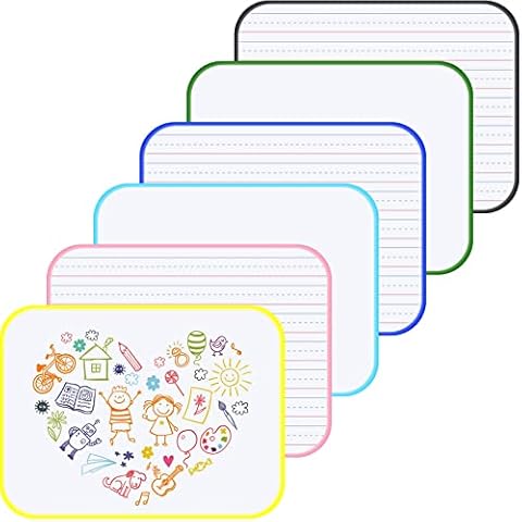 12 Pack Dry Erase Board Double Sided Whiteboard Lined and Blank Small White Board Ruled Dry Erase Lapboards for Students Kids Writing Home School Office Classroom Supplies, 6 Colors, 9 x 12 Inch Cover