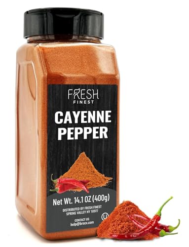 Fresh Finest Cayenne Pepper Powder 14.1 oz Bold Flavor all Natural Red Pepper Spice 50,000 SHU Heat, Commercial and Home Cooking