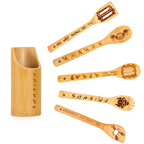 Friends wooden spoons set of 5 with Holder Friends TV Show Merchandise Friends Kitchen Decor for New Home and Wok