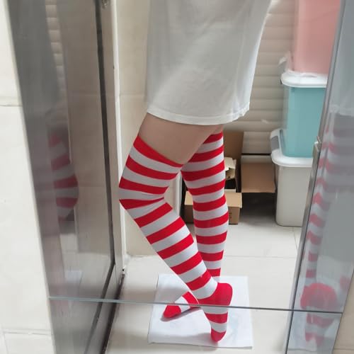 Image of Striped Knee High Socks for Women Outdoor Sport Athletic Stripe Casual Tube Socks