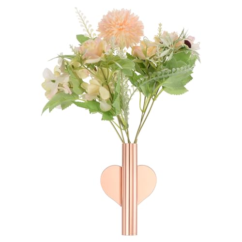 PATIKIL Wall Flower Vase Tube, Dried Flower Vase Racks Heart-Shaped Wall-Mounted Flower Tube for Flower Display Decoration, Rose Gold - Image 4