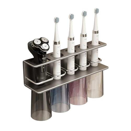Niciksty Bathroom Toothbrush Holder, Wall Mounted Toothbrush Holder 4 Slot Cupless, Electric Toothbrush Holder for Bathroom Countertop, Tooth Brushing Holder for Shower Organiz