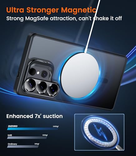 Image of DIZORO Compatible with Samsung Galaxy S26 Ultra 5g Case, Compatible with Wireless Charging, with Camera Stand, Military Grade Drop Tested,Translucent Hard Back Soft Edge Back Cover (Black)