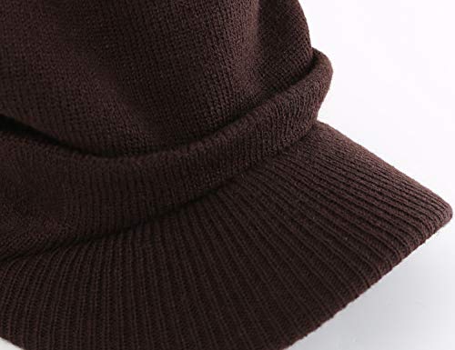 Image of Home Prefer Men's Winter Beanie Hat with Brim Warm Double Knit Cuff Beanie Cap Watch Radar Hat