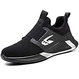 UnPtios Arbeitsschuhe Herren Sicherheitsschuhe Damen Stahlkappenschuhe Memory Foam Pflege S3 Leicht Damen Arbeits- & Berufsschuhe Einsatzstiefel Gummistiefel Mechaniker (Schwarz 03, 42EU)