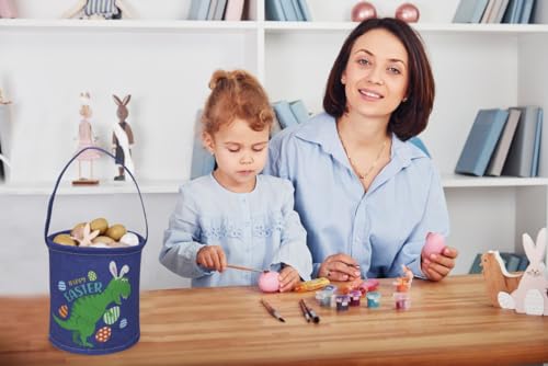 Image of Essme Kids Easter Dinosaur Basket - Empty Dinosaur Decor Easter Gift for Girls and Boys