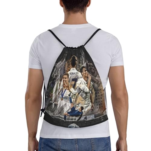 #7 Ronaldo Adult Drawstring Bags Gym Bag Sackpack Cinch For Gym Shopping Sport Yoga, Medium, Black2