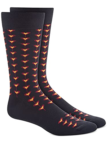Bar III Mens Tiled Heart Printed Arch Support Crew Socks Black 10-13