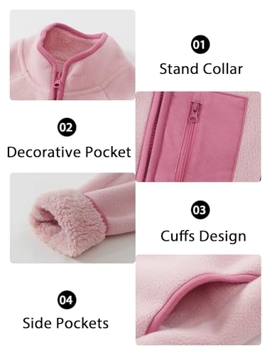 Happy Cherry Kid Toddler Fleece Winter Jackets Long Sleeve Zipper Color Block Warm Coat 5-13Y4