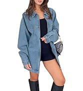 Tankaneo Women Long Denim Jackets Casual Boyfriend Distressed Jean Jacket Autumn Zip Up Cotton Co...