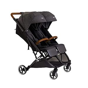 X-Lander Geschwisterbuggy X-Double Zwillingskinderwagen bis 44kg Doppelbuggy Geschwisterkinderwagen Kinderwagen Zwillinge Buggy klein zusammenklappbar nebeneinander (Double Black)