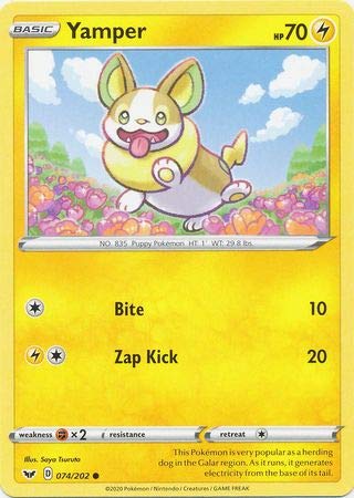 Pokemon Single Card YAMPER 074/202 SWORD & SHIELD Base