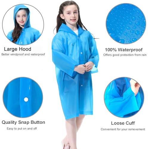 Image of Rain Ponchos Raincoats for Kids, 2 Packs Rain Coats Jacket Reusable with Hood for Boys Girls Disney Hiking Camping Outdoor