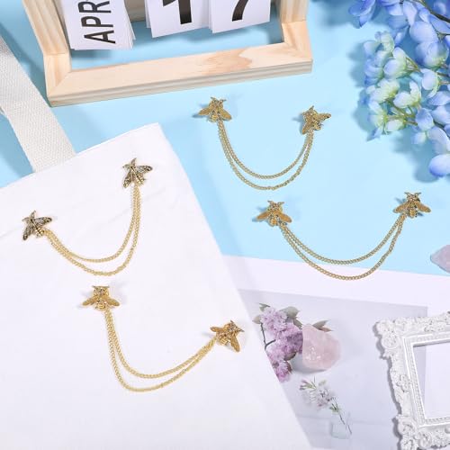 Image of CHGCRAFT Bee Chain Brooches and Pins Chain Collar Pins for Women Safety Brooch Pin for Clothes Jewelry Decoration