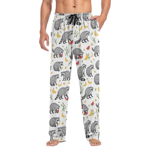 Funny Grey Raccoon Pajama Pants Cute Animals Men's Pajama Bottoms Lounge Sleepwear PJs Casual Lightweight Sleep Pants XL3