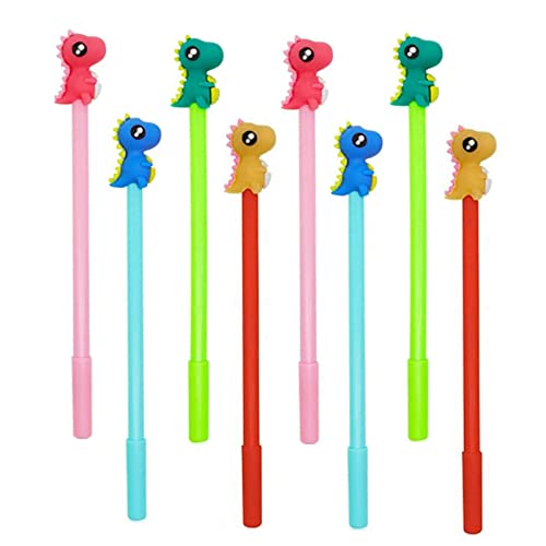 Bolígrafos de gel negro con diseño dinosaurio 8 pcs
