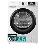 Hisense DHQE800BW2, 8KG, Kondensation mit Wärmepumpe, 15 Programme, Feuchtesensor, Anti Crease, TwinAir,Schwarz- Weiß, Energieeffizienzklasse D
