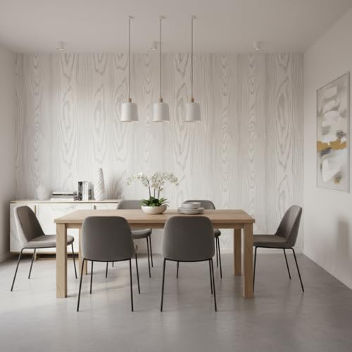 Image of White Wooden Peel and Stick Wallpaper Self-Adhesive Wood Contact Paper and Wallpaper Wood Grain Wallpaper for Walls, Countertops, Drawers, and Desk Cabinets.(45x300 cm)