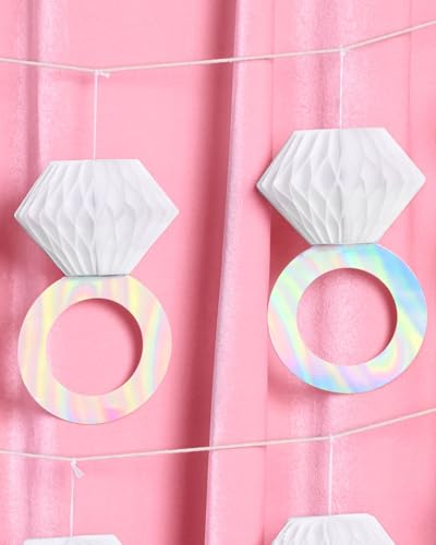 Image of xo, Fetti Diamond Ring 3D Banner - 5 Ft. | Engagement Party Decoration, Tying The Knot Proposal Decor, Bachelorette Backdrop, Just Married, Bridal Shower, She Said Yes