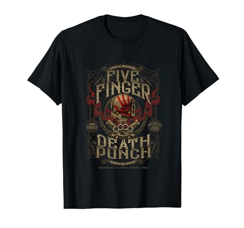 Five Finger Death Punch - Damen T-Shirt Schwarz S Klassisch Crew-Ausschnitt Halbarm Lässig Halloween Pullover 100% Baumwolle 16-16.5