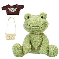 WPNCYK 3 Piece Set Frog Teddy, Frog Plush, with Sweater and Bag, Soft Stuffed Animal for Kids and Adults, Cute Plushie for Bedtime Comfort, Decoration, and Gift Giving
