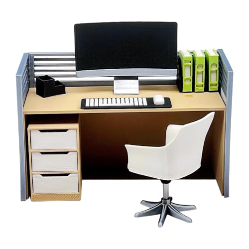 Puppenhaus Dekoration Büromöbel 1: 12 Miniatur Computer Schreibtisch Modell Büro Winzige DIY Lebensszene Spielzeug Handwerk, Set B