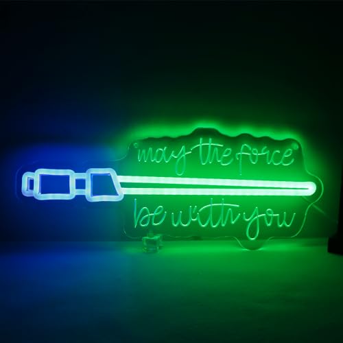 Image of Lightsaber Neon Sign May The Force Be With You Neon Sign Usb Power LED Swords Light Wall Decor for Bedroom Living Room Best Gifts for Kids Men Fans