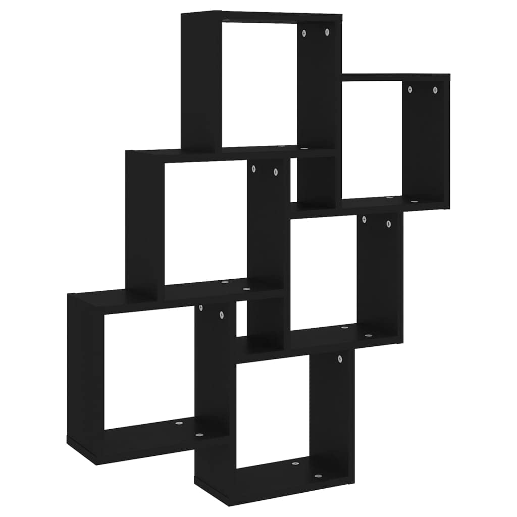 vidaXL Mensola da Parete a Cubo Nera 78x15x93 cm in Legno Multistrato