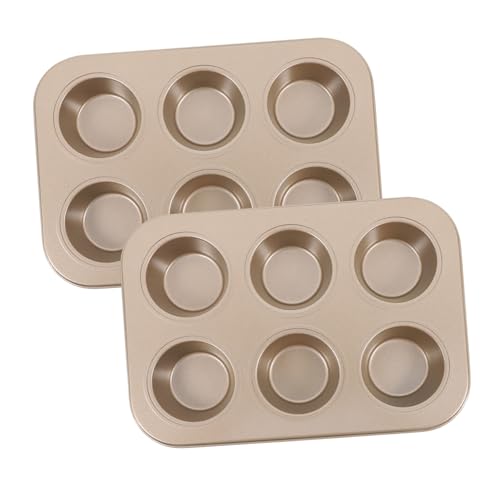 Alipis 2個 連丸型マフィン型 ノンスティックステンレス製 カップケーキ ミニケーキ エッグタルト対応 焼き上がり美形 簡単洗浄 家用ベーキ