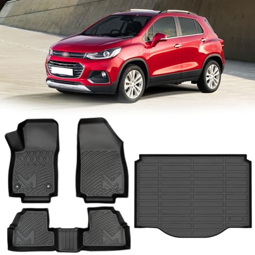 Image of TPE Automotive Floor Mats & Cargo Liner Custom for 2014-2023 Chevy Trax & 13-23 Buick Encore (Not fit GX), All Weather Cover Protection Waterproof Black Floor Liner Front & Rear Row Full Set Car Mats