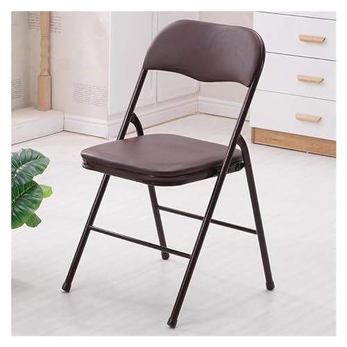 DFEDHF Padded Metal Folding Chairs - Set of 4: Brown Color, Foldable, Stacking, Office or Home Use