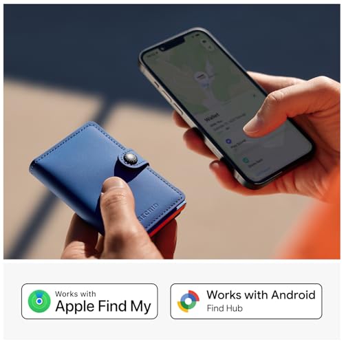 Image of Chipolo x Secrid Trackable Mini Wallet, Leather Slim Wallet (Blue) | With Rechargeable Bluetooth Tracker Chipolo CARD, Works with Apple Find My or Google's Find Hub with Call of Your Phone