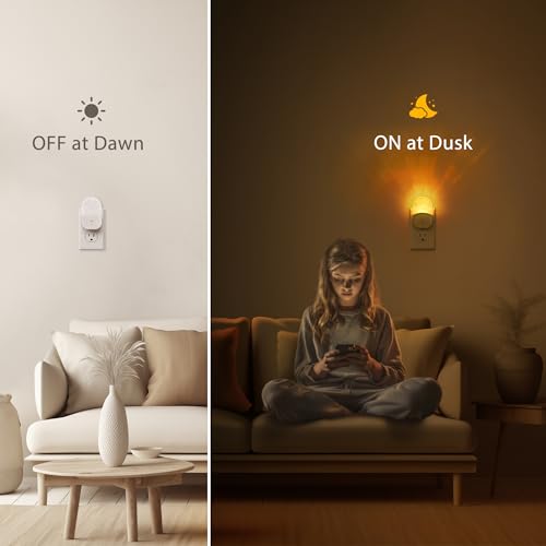 Image of DORESshop Led Night Lights Plug into Wall, 4 Packs Amber Dimmable Dusk to Dawn Night Light for Bedroom, Kids Room, Bathroom