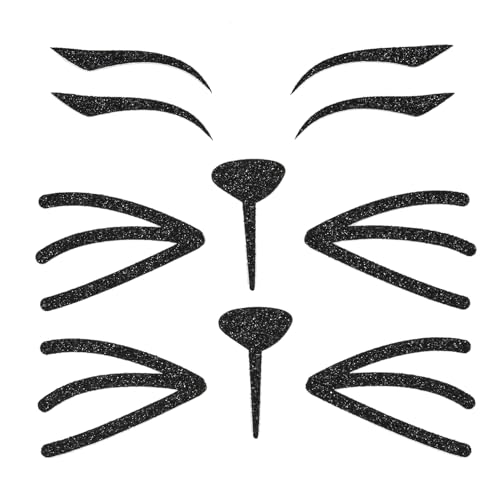 Merroyal Cat Face Jewels Cat Face Stickers Halloween Costume Accessories for Women and Girls