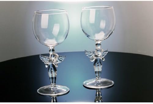 Amazon Co Jp ワイングラス ギフト ガラス雑貨 天使雑貨 エンジェル 幸運のワイングラスペア 2個組 ホーム キッチン