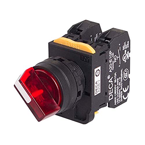 A20F-21E10Qhr, 22Mm Selector Switch, 2 Positions, Illuminated, Spring Return From Right, 1No 10A 110V, Red Knob & Led 110V Ac/Dc #TOP5