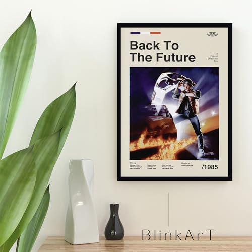Image of BLINKART Back To The Future Movie Poster Frame 12x18 Inch | Premium 300 GSM Paper Wall Print | Mid Century Vintage Film Artwork for Home, Bedroom, Living Room, Office | Framed Photo Decor