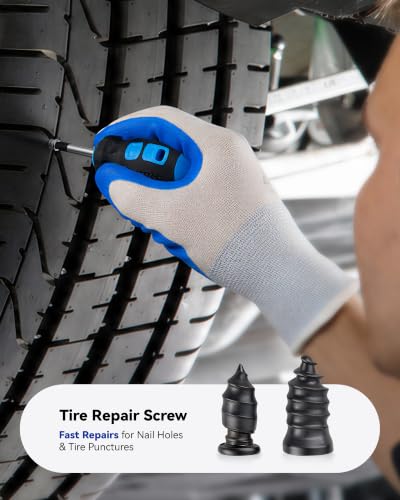Image of OMT Flat Tire Repair Kit with Air Compressor, Portable Tire Plug Kit
