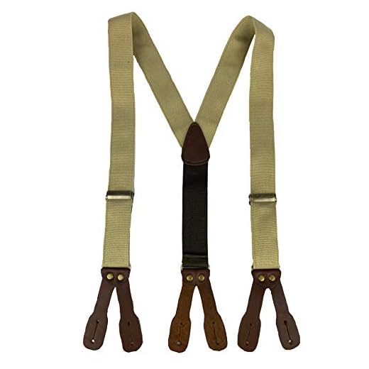 Canvas Old West Y-Back Button End Suspenders in Multiple colors and Sizes (Khaki, 42 Inch (Standard Men's))