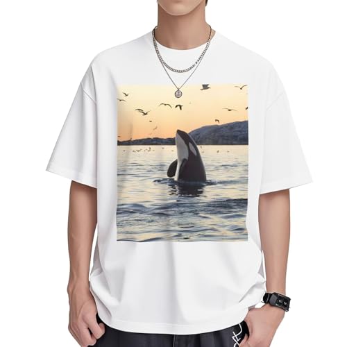 T-shirt épaulard femme en coton de qualité supérieure à col rond