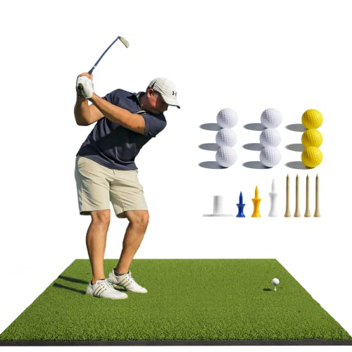 Golf Mats Practice Outdoor, Golf Hitting Mat, Home Golf Turf Practice Mats For Indoor, Golf Chipping Game Training Aids With 9 Golf Balls, 7 Golf Tees-Gifts For Men/Golf Lovers/Beginner #TOP2