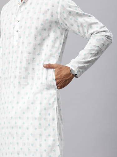 Image of Majestic Man Men's Cotton Regular Fit Ethnic Motifs Printed Long Kurta
