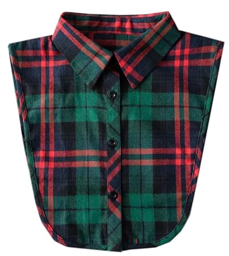 Womens Classic Plaid Fake Collar Detachable Dickey Collar Half Shirts Blouse False Collar Top for Women Outfits