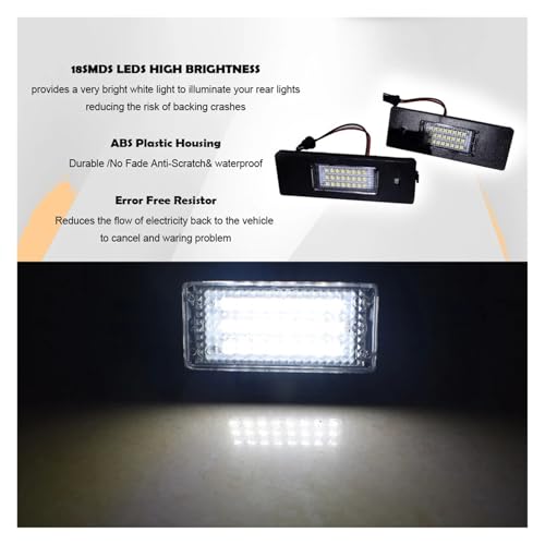 Luces LED para matrícula trasera: iluminación blanca sin fallos en cuadro para BMW 6
