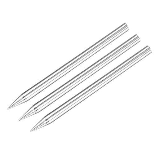 Image of uxcell 3.4x67mm Lead-free Soldering Iron Tip Replacement Solder Conical Tip Welding Equipment for Soldering Silver 30W 3pcs