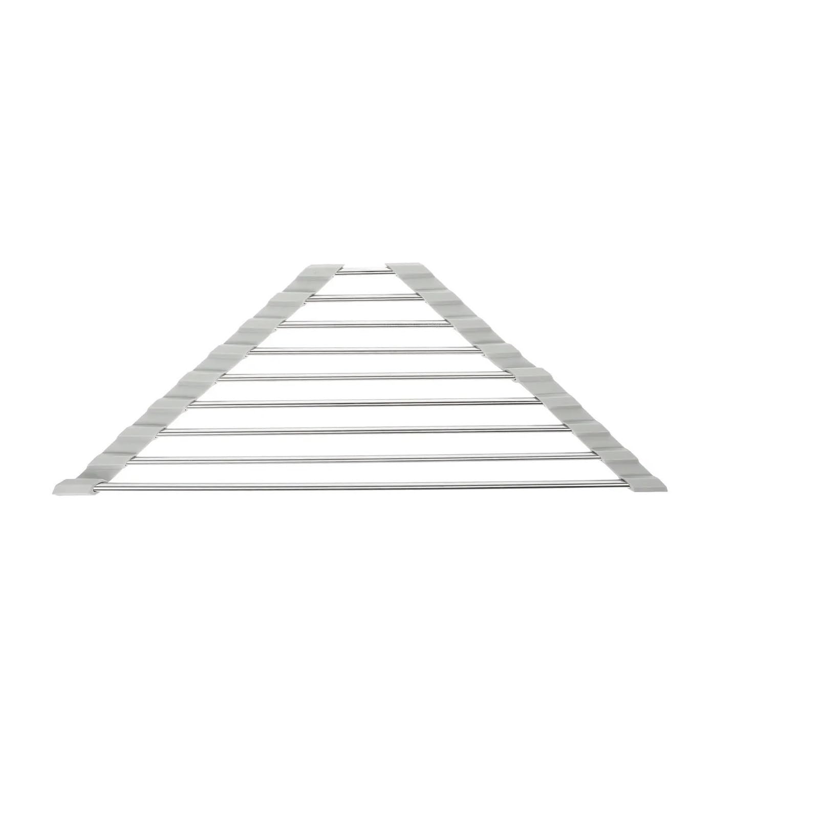 RRYPBOVG Triangular Drain Rack Triangular Stainless Steel Sink Rack Foldable Drain Basket(Grey)
