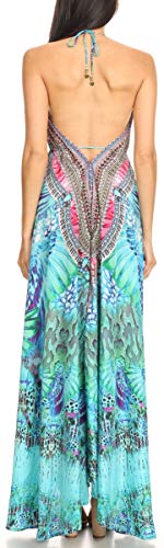 Image of Sakkas Lizi Womens Maxi High-Low Halter Handkerchief Long Dress Beach Party