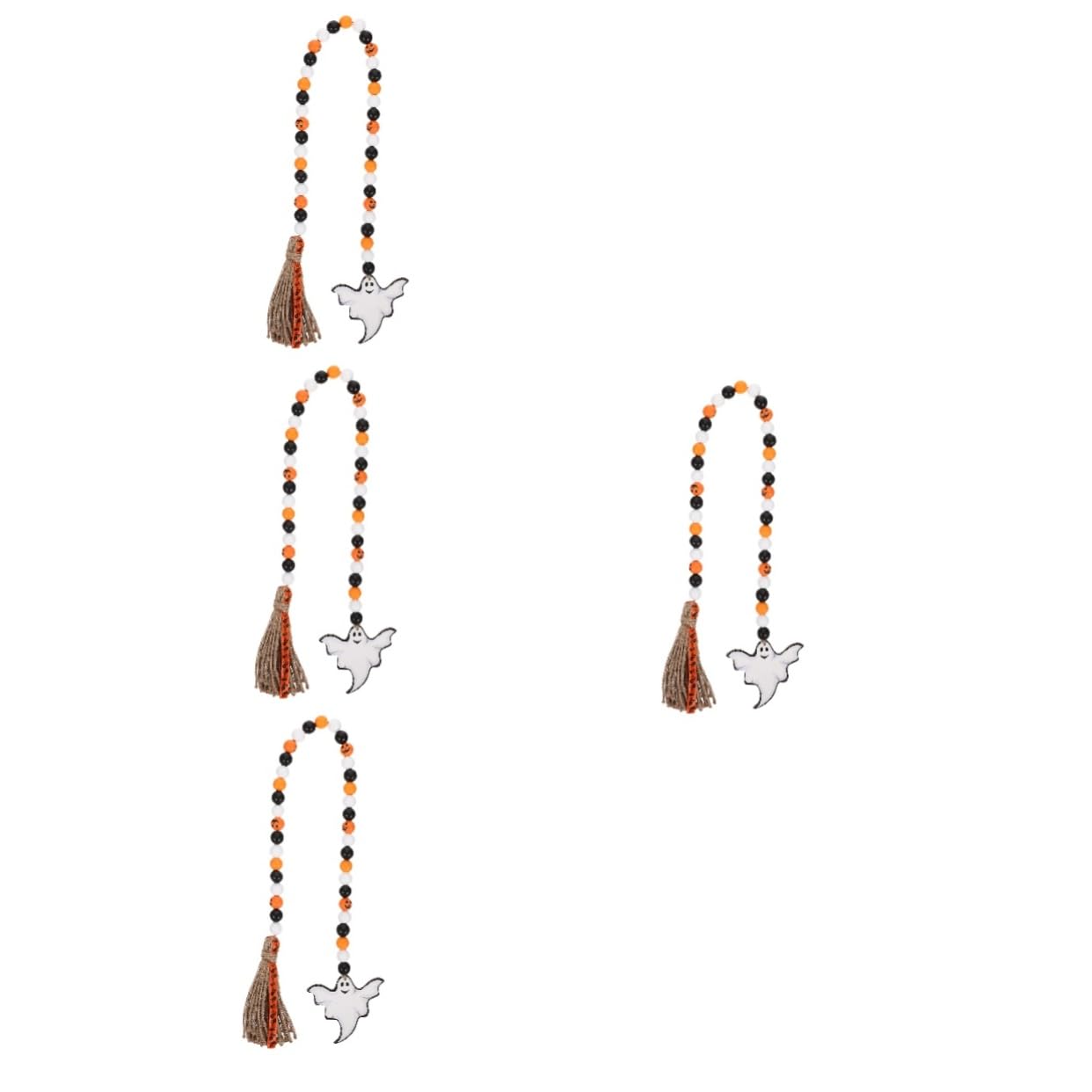 Perles d'Halloween en bois avec ficelle et glands pour suspendre sur les poignees de porte